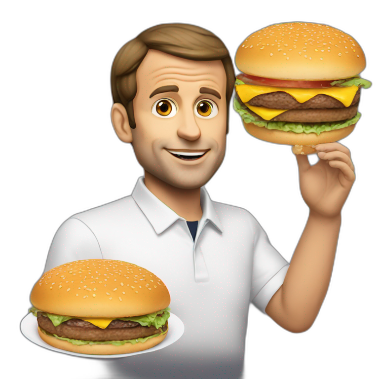 Macron qui mange un burger emoji