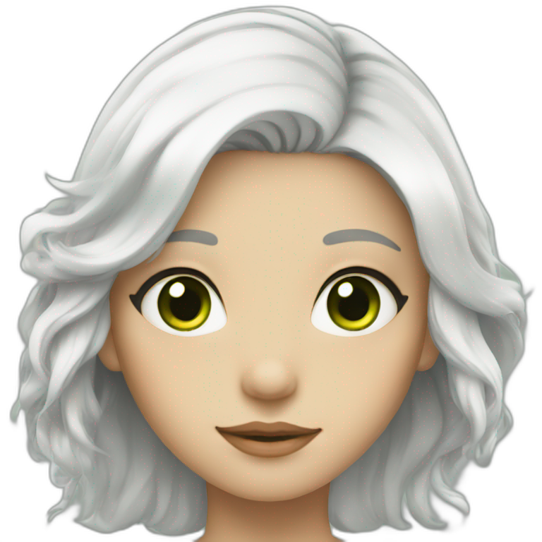 Girl with white hair and green eyes emoji
