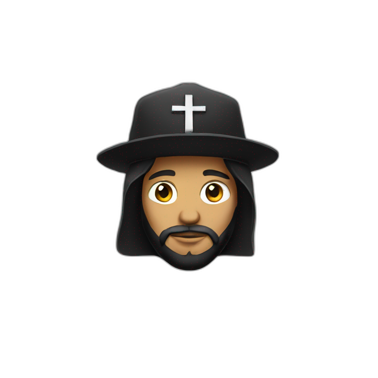 Black cap with Jesus written on it emoji