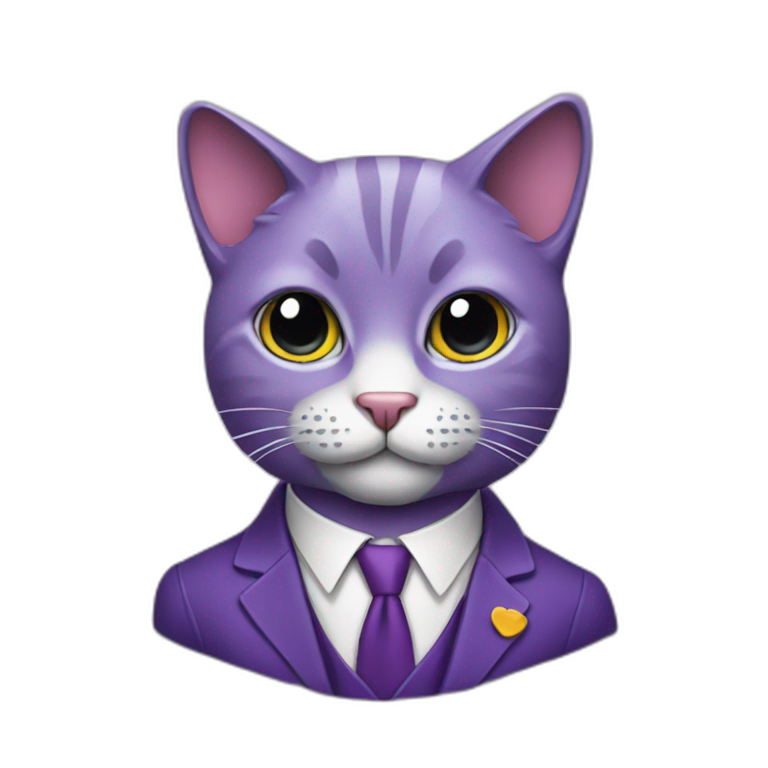 Purple cat in a suit emoji