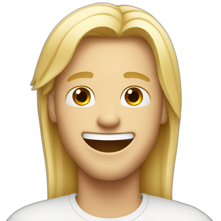 blonde long straight haired guy laughing emoji