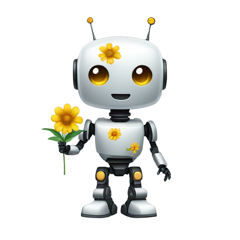 a robot with a flower emoji