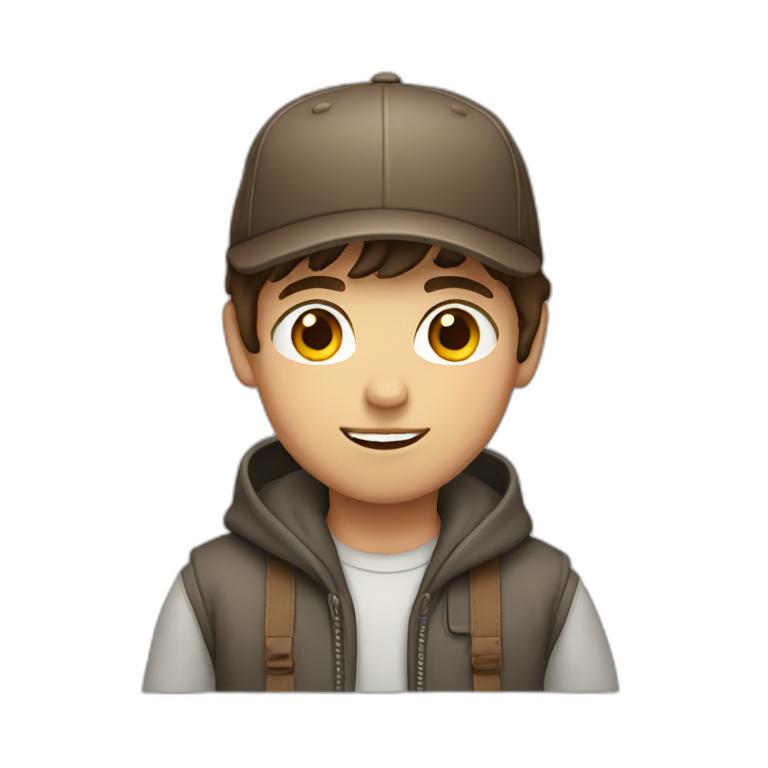 Boy with brown hair and cap emoji