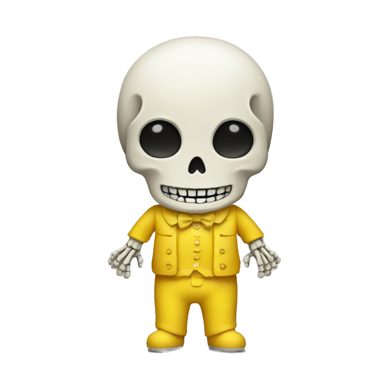 A Skeleton wearing yellow clothes emoji