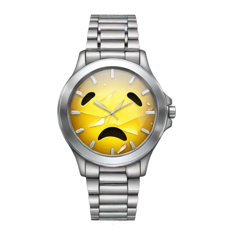 broken glass, silver wristwatch emoji