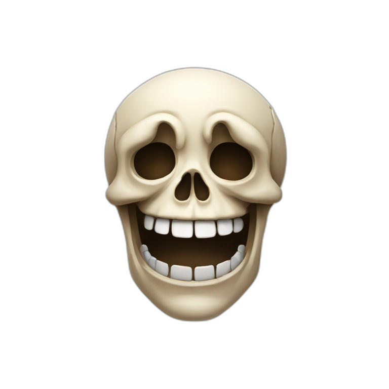 A happy skull face showing emoji with his hands emoji