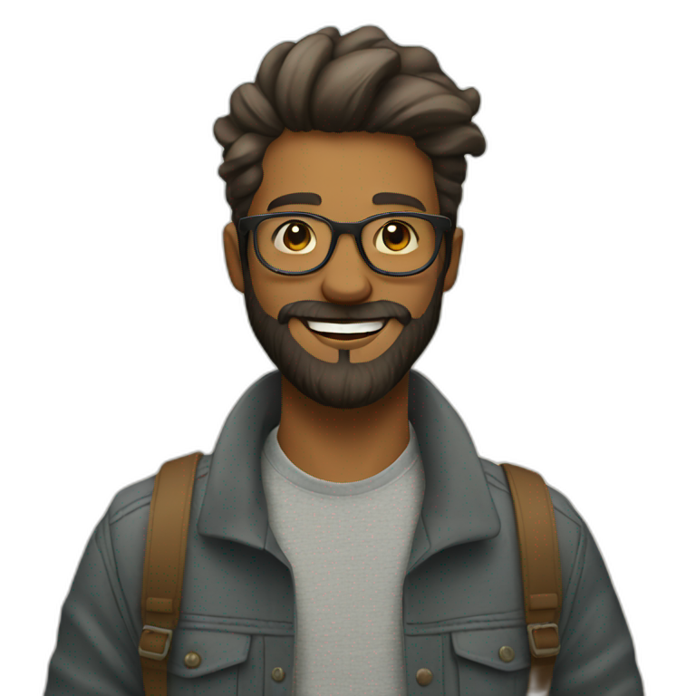 happy urban hipster with beard emoji