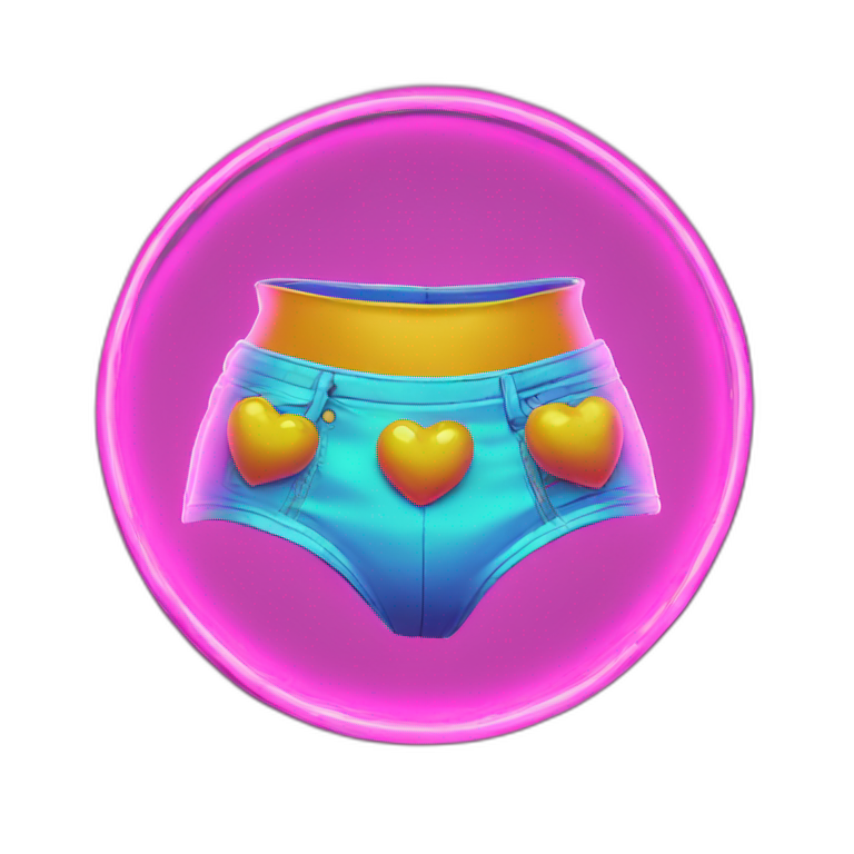 Juicy booty neon sign style emoji