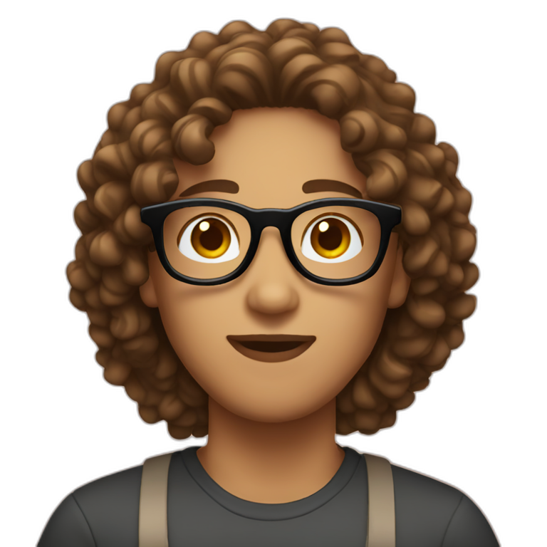 Barista with brown curly hair and round glasses emoji emoji