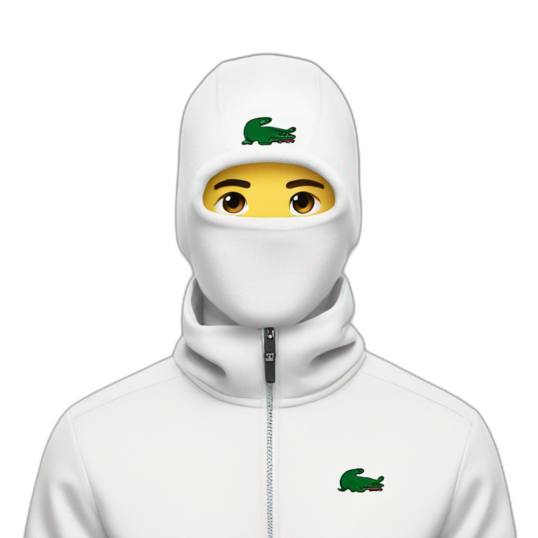 white boy lacoste balaclava with lacoste emoji