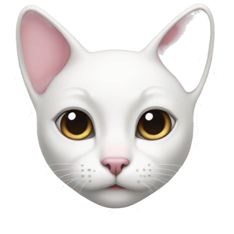 White cat with black ears white face pink nose emoji