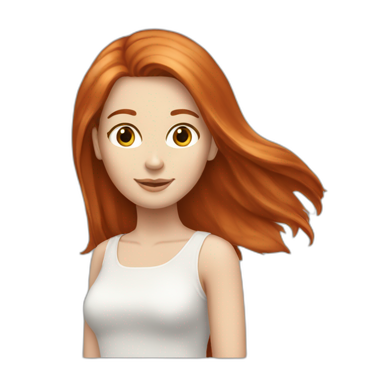 redhead white woman medium long straight hair, in love emoji
