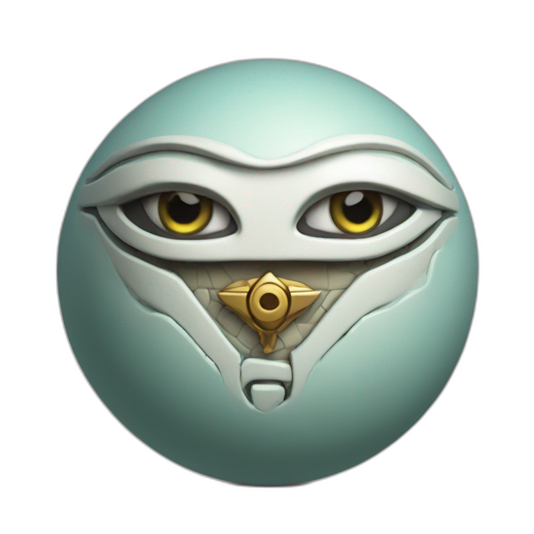 3d sphere with a cartoon Guardian skin texture with Eye of Horus emoji