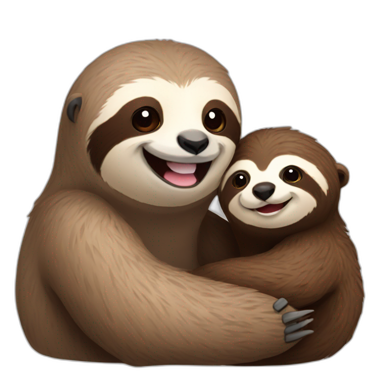 sloth and otter smiling emoji