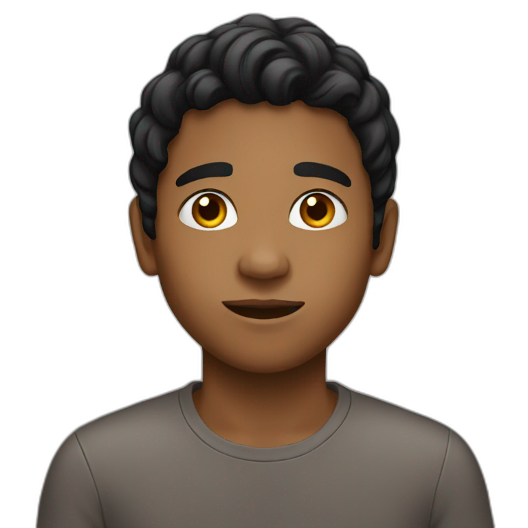a brown boy . black hair  emoji