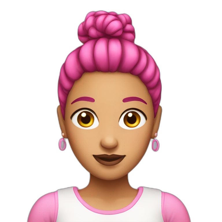 a latin girl with a pink bun emoji