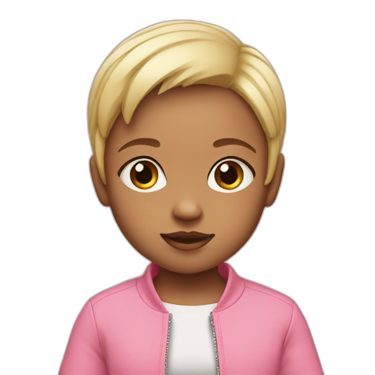 Baby girl with pink jacket short blonde hair emoji