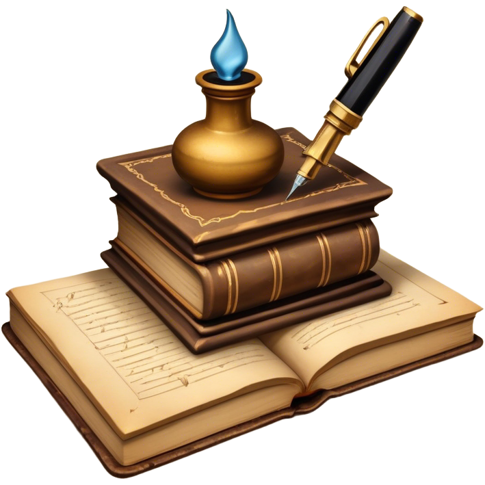 Create a vibrant emoji representing prose writing with an old-style ...
