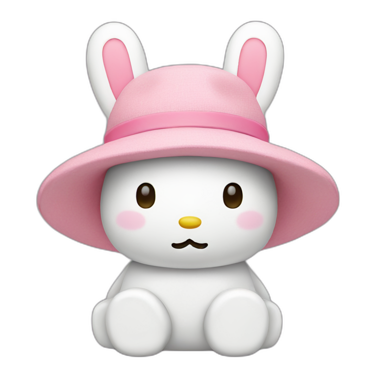 white miffy with a pink hat emoji