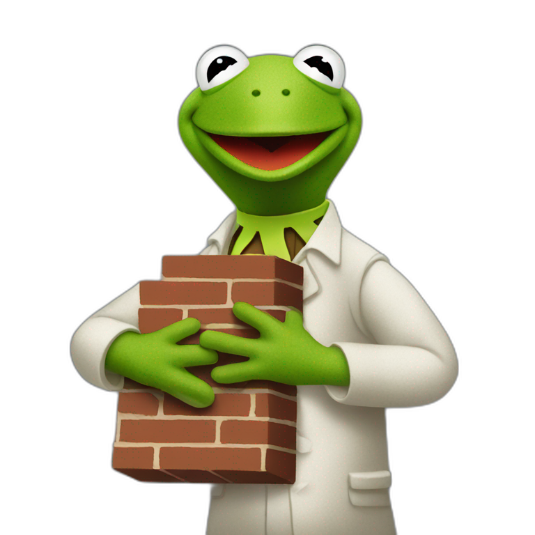 kermit frog holding brick emoji