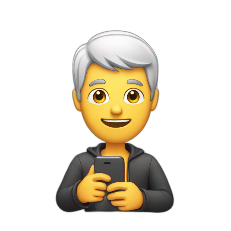 guy scrolling with phone emoji