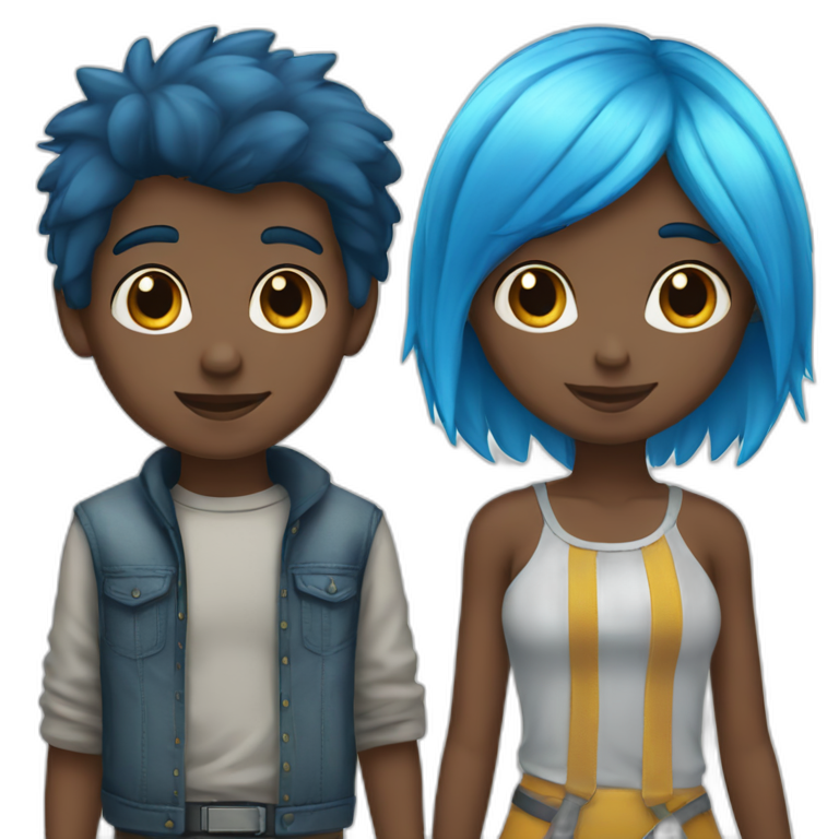 Blue-haired-boy-and-black-straight-haired-girl emoji