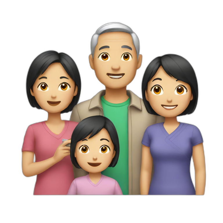 asian family taking picture emoji