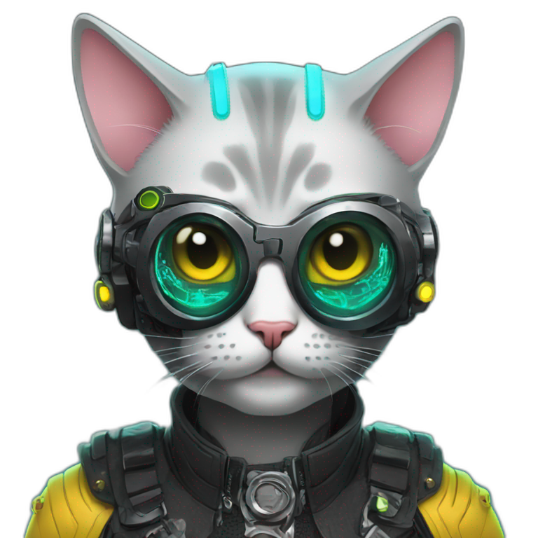 a cyberpunk cat wearing fancy dress emoji