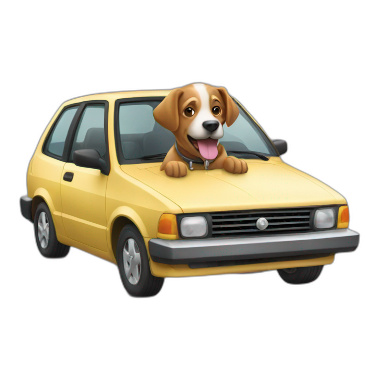 a dog drive a car emoji