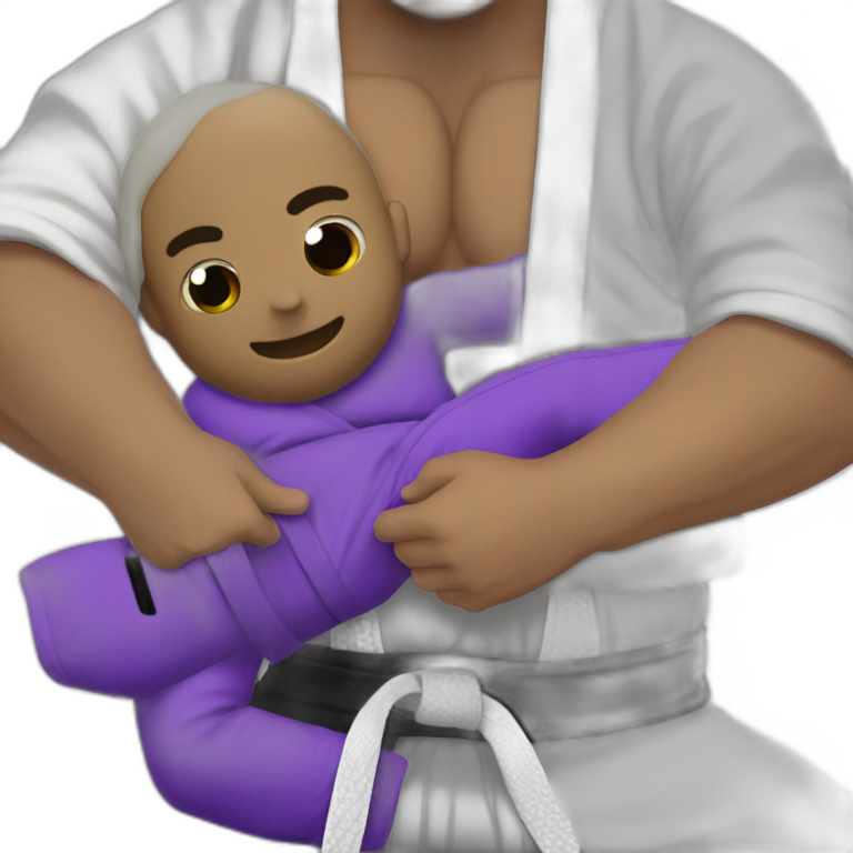 jiu jitsu purple belt black gi performing armbar to uke white gi emoji