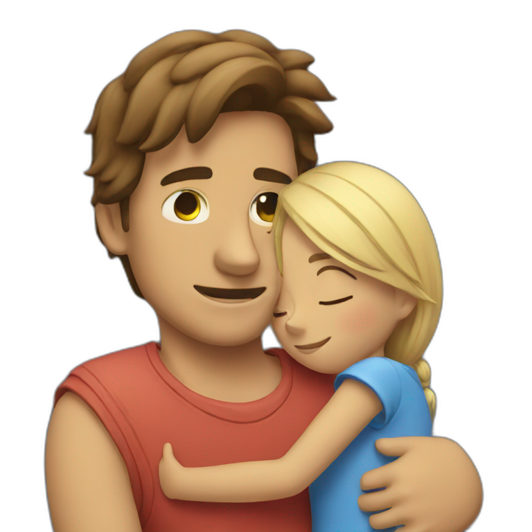 A guy hugging a girl emoji