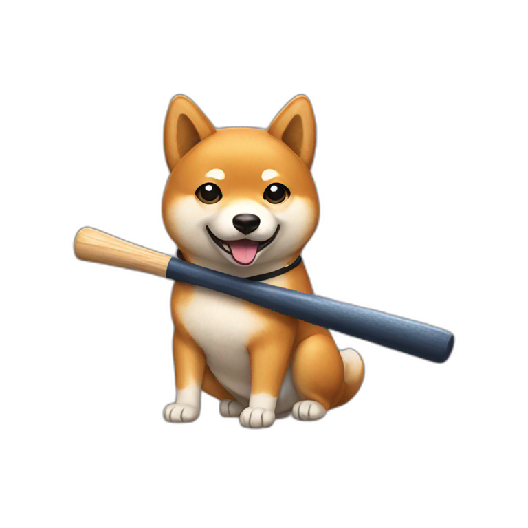 shiba inu holding a baseball bat, sitting emoji