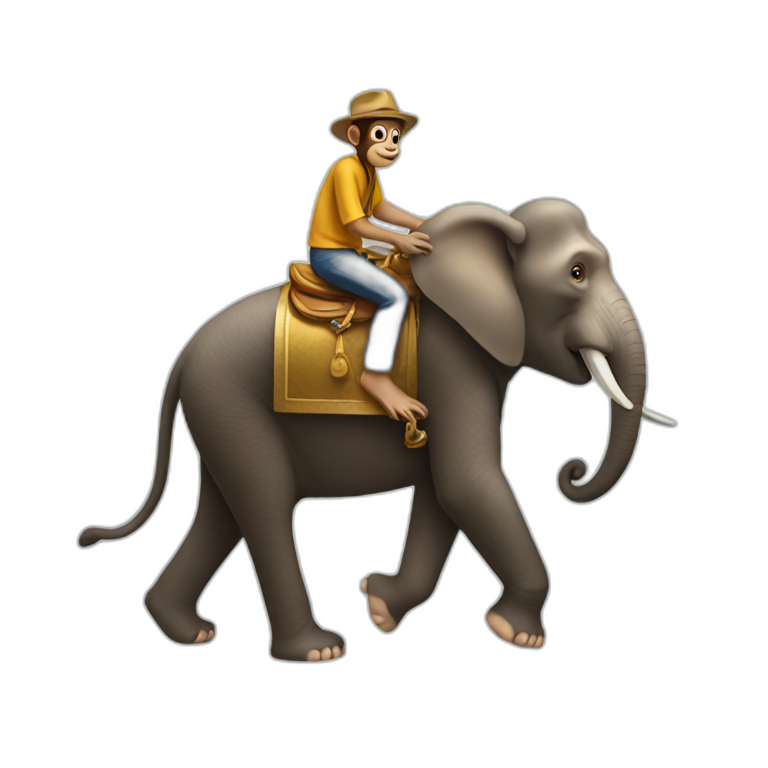 a monkey riding an elephant emoji