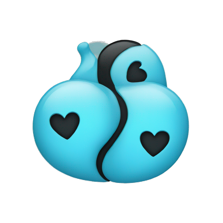 Half black and baby blue heart emoji