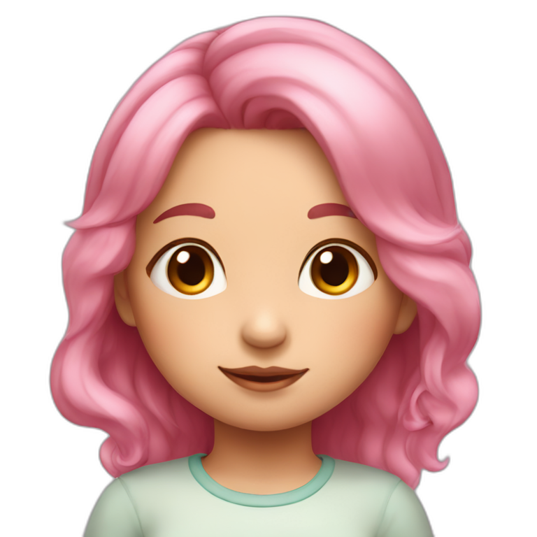 a cute little girl with pink hair and slightly chubby cheeks emoji