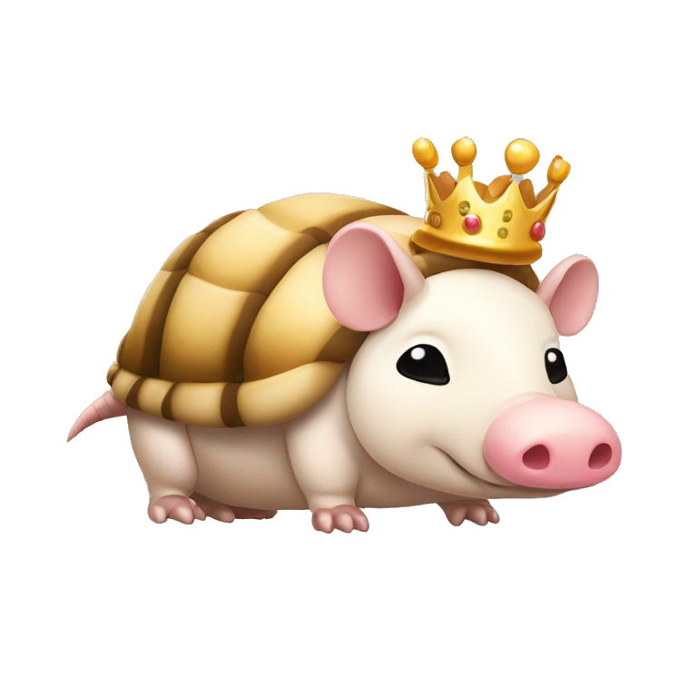  Beige piebald chubby round armadillo pig panda centipede armadillo wearing a crown emoji