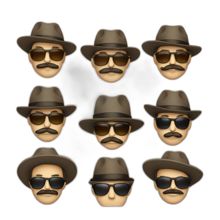 A man with a mustache, beard, sunglasses and a hat emoji