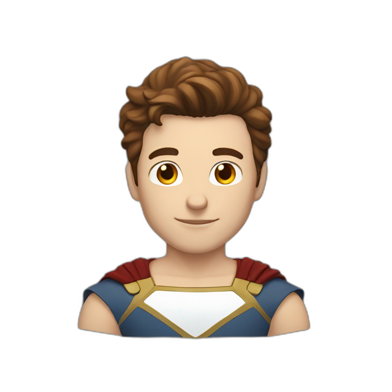 Superhero guy, white skin, brown hair emoji