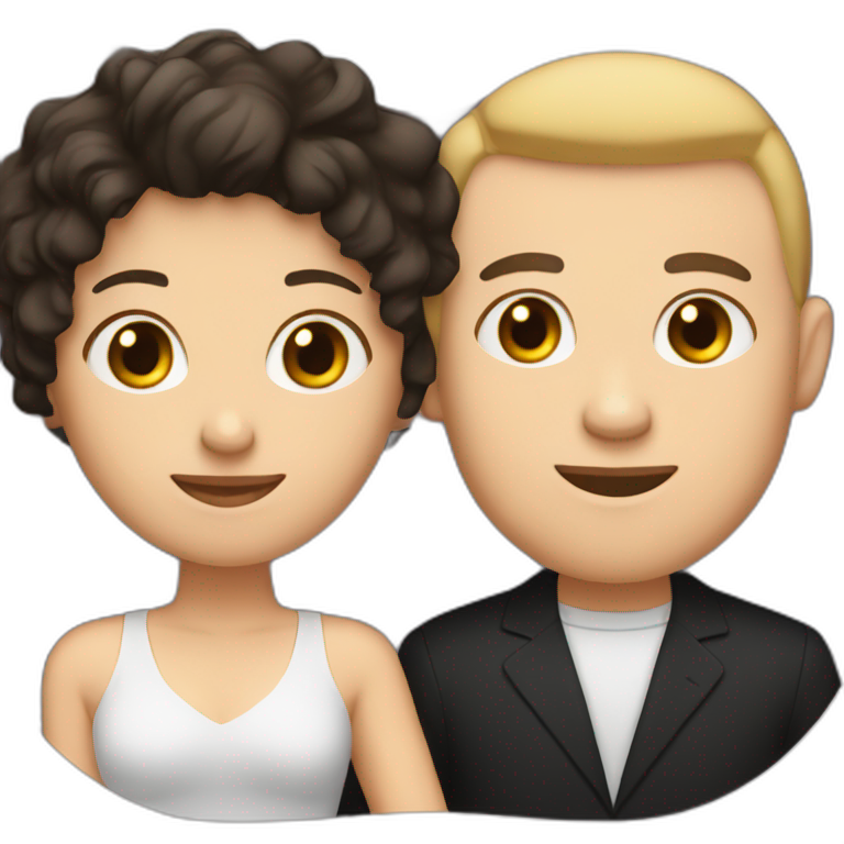 love couple a white man with black buzz cut and a matt woman with wavy dark hair emoji