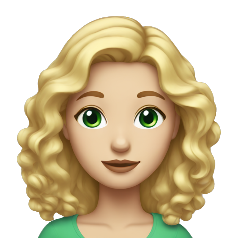 Cute woman with wavy blonde hair and green-blue eyes emoji