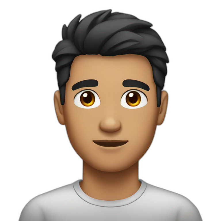 Tan skin with black hair and thick eyebrows young adult male emoji
