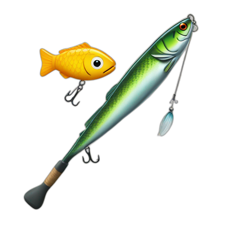 Fishing rod and fishing lure emoji