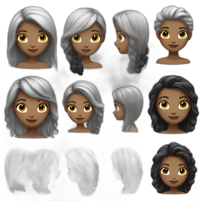 black and white hair girl emoji