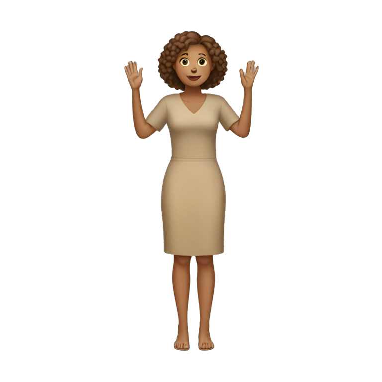 Tan Woman (full-body) (hands raised) emoji