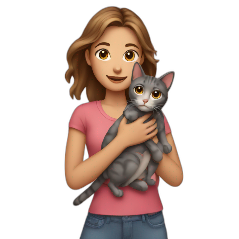 Girl with a cat in her arms emoji