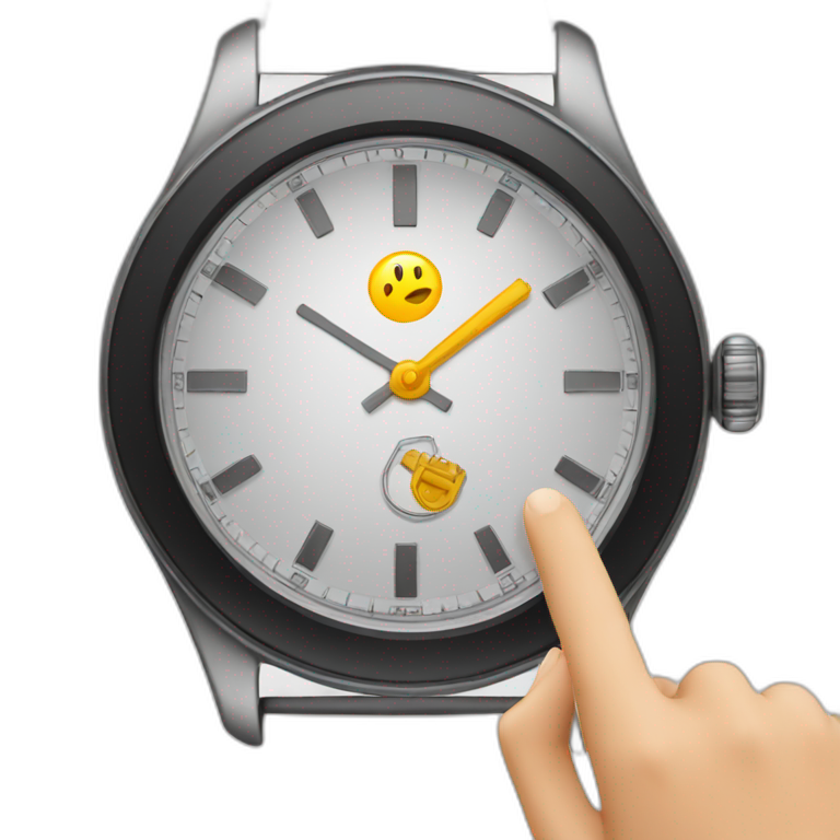 Finger pointing to a watch emoji