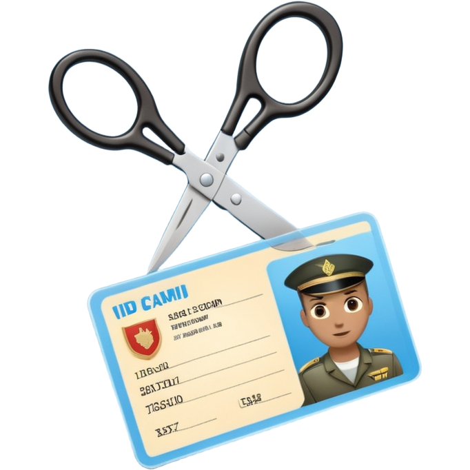 Floating black Scissors cutting in half a light blue idf soldier ID ...
