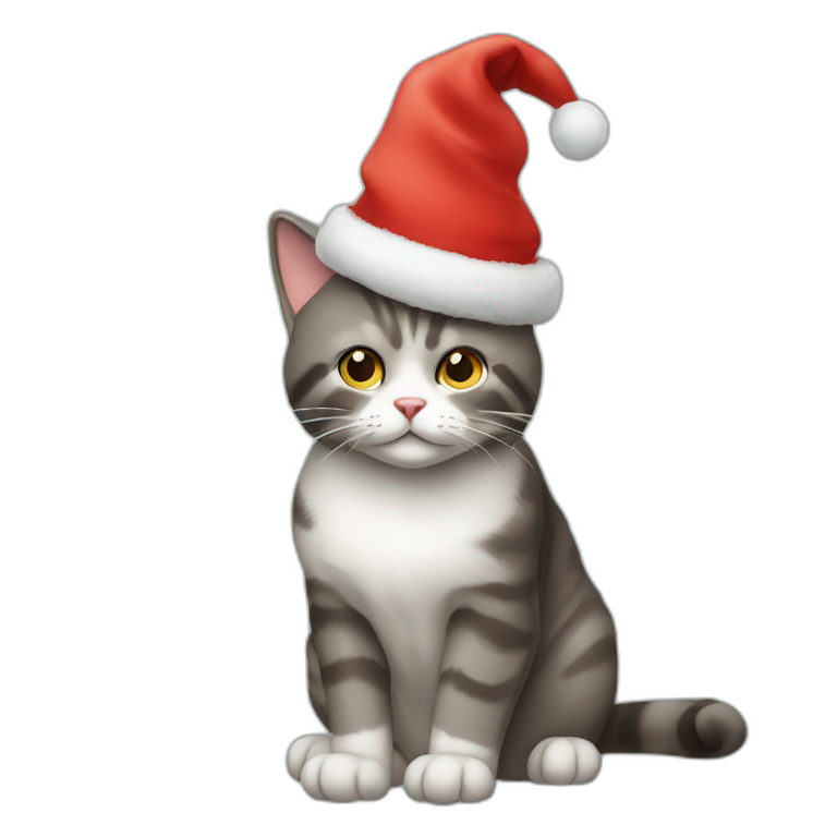 sitting cat in Christmas hat emoji