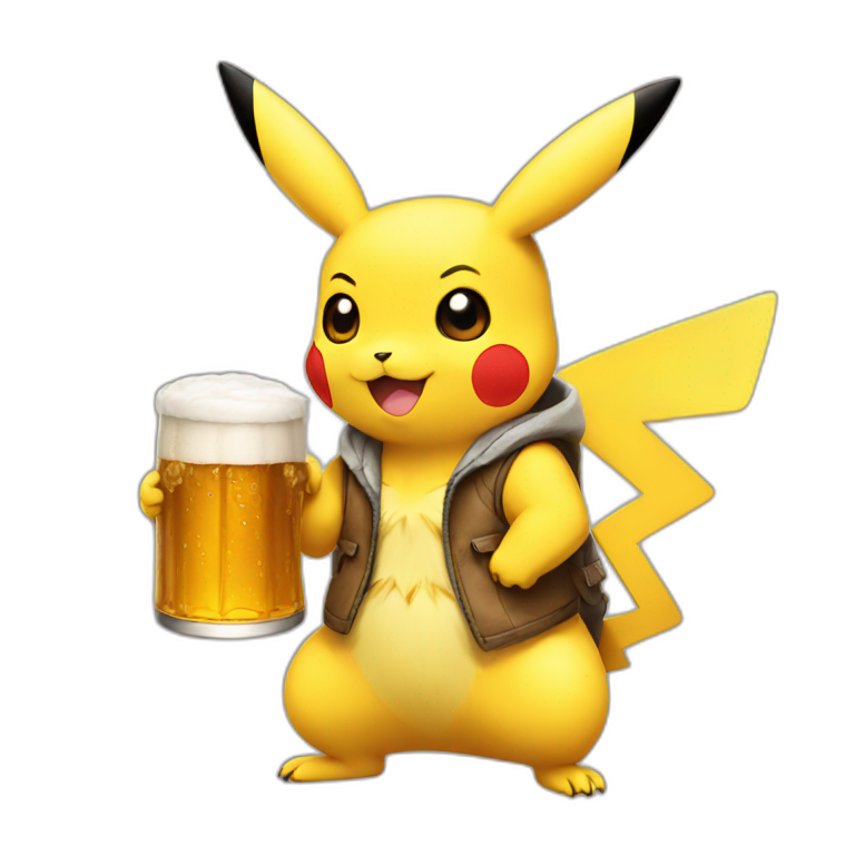 Pikachu holding beer emoji