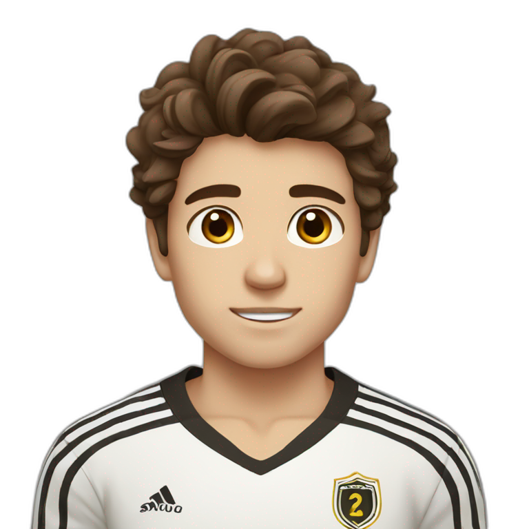 soccer boy brown hair brown eyes emoji